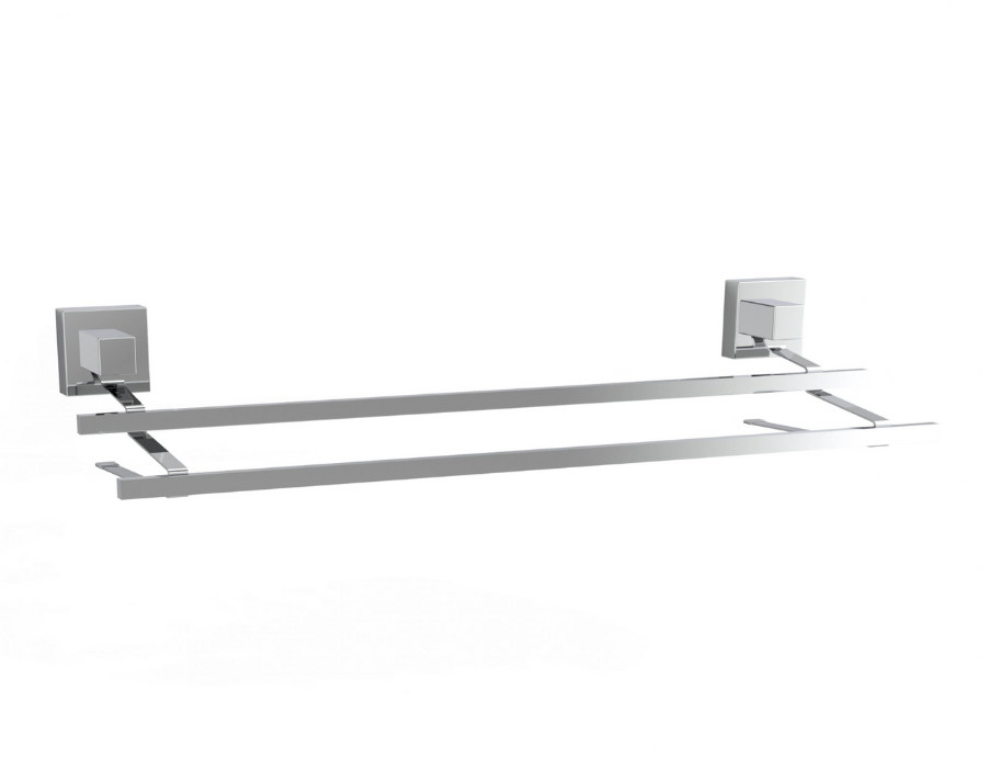 DOuble-Towel-Rail-903-700.png Fusion-Loc Silver Double Towel Rail – 60cm Suction-Fit Bathroom Storage - Image 1