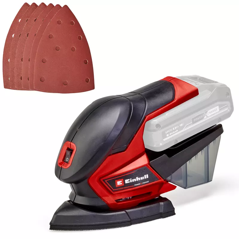-FJPG-FWEBP-B800 Einhell Cordless Sander Power X-Change with Dust Collector & Accessories - Image 1