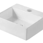 Lave Sylvie Counter/Wall Basin – Compact Rectangular White Basin with Tap Hole