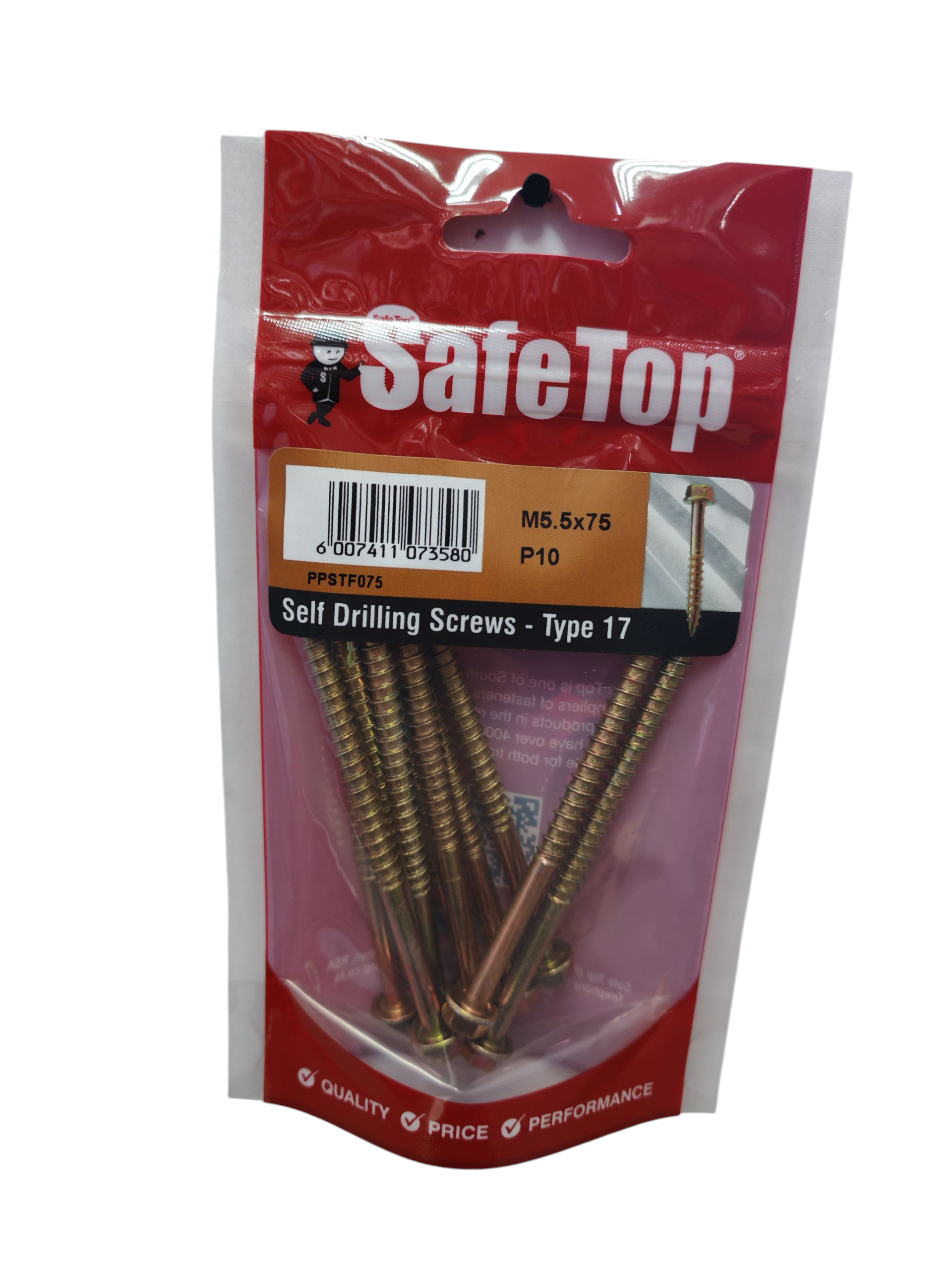 PPSTF075 SAFETOP TIMBER SELF DRILL SCREW M5.5X75 P10 SafeTop Timber Self Drill Screw M5.5x75 P10 – Reliable Fixing for Wood and Timber Projects - Image 1