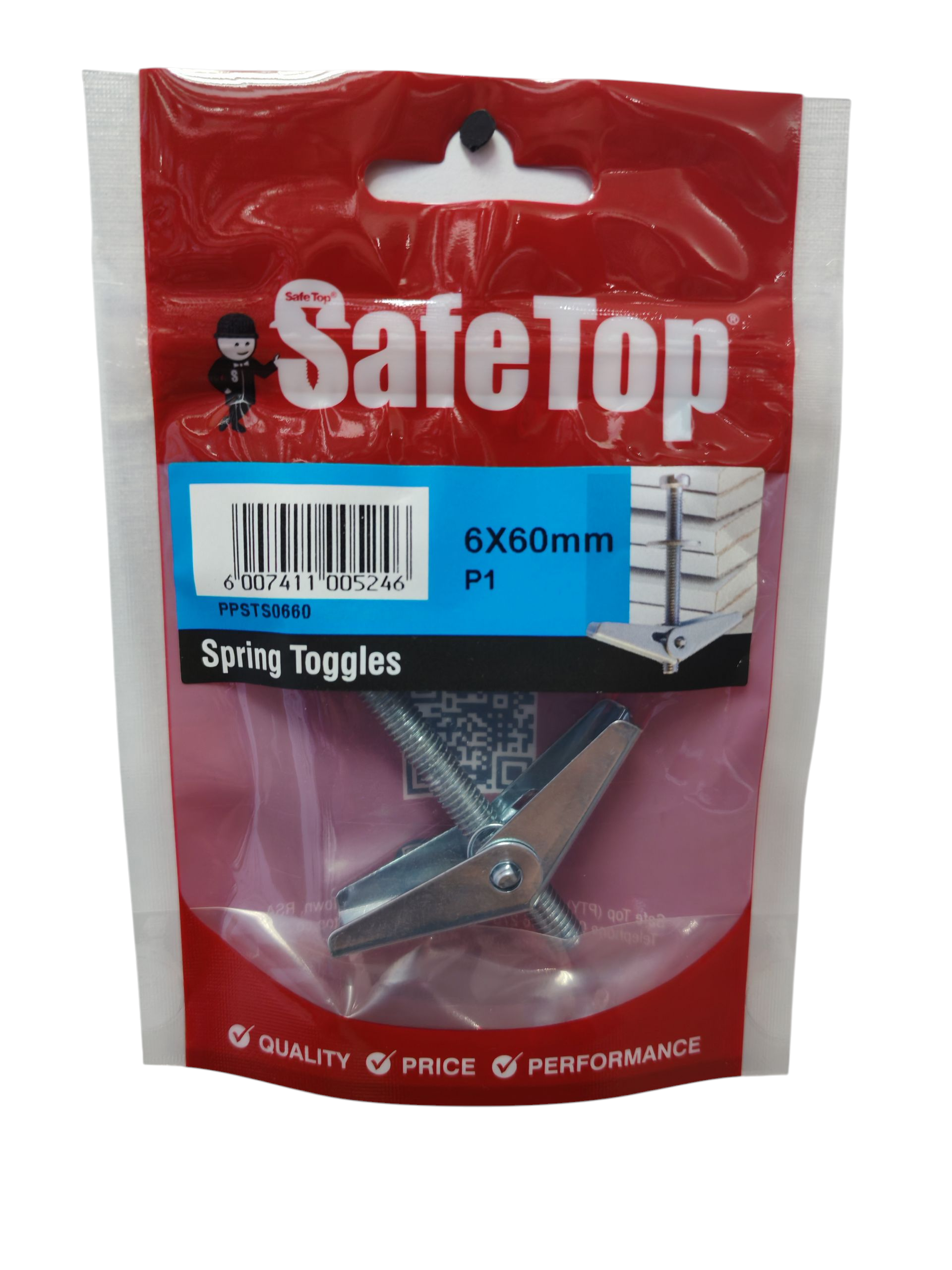 PPSTS0660 SAFETOP SPRING TOGGLES 6X60MM P1 SafeTop Spring Toggles 6x60mm P1 – Secure Fixing for Hollow Walls and Ceilings - Image 1