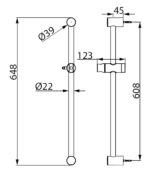 Cobra Pause Shower Rail & Holder Round 600mm Chrome - Image 2