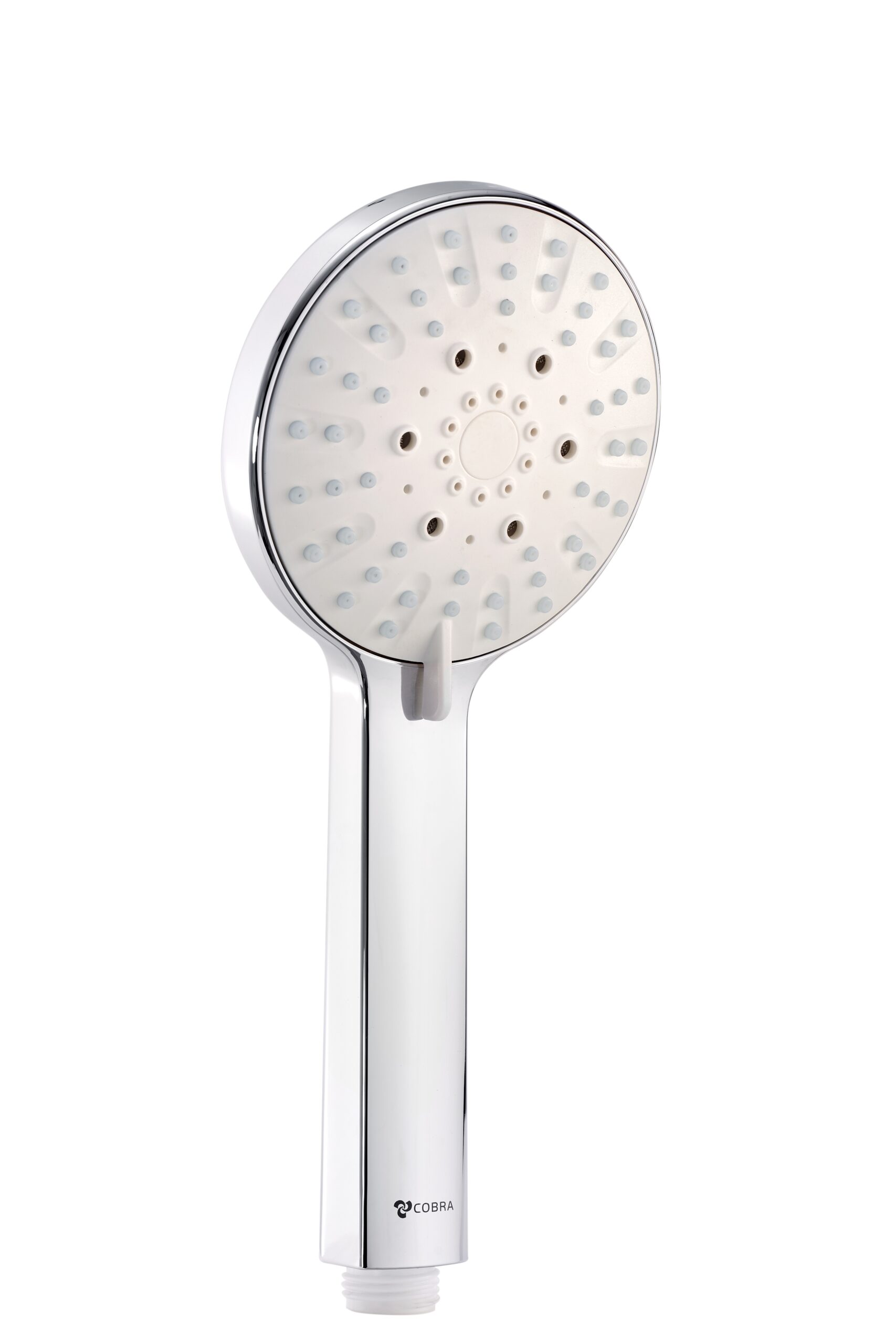 007DEN.jpg Cobra Den Handshower Round 3 Sprays 100mm White Faceplate - Image 1