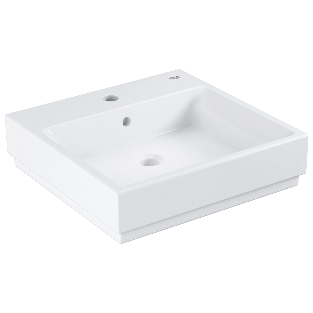 01JMVA4W6MZCSPMYY2402EQ96R.jpg Grohe Cube Ceramic Wash Basin 50 Wall Fixings Not Included Alpine White - Image 1