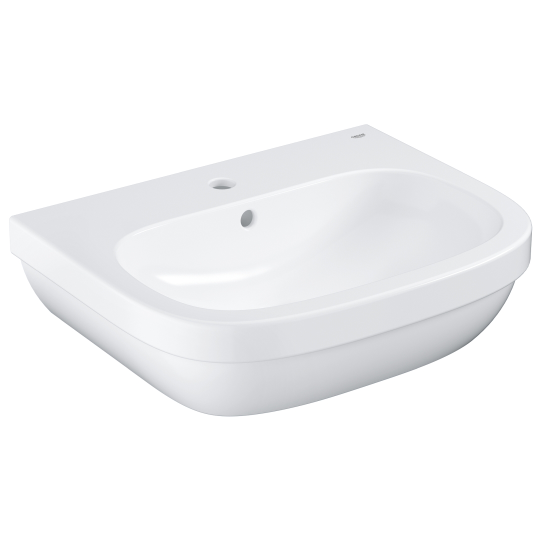 01JMVA9HVN7KCVDD23WTBX0W34.jpg Grohe Euro Ceramic Wash Basin 60 Wall Fixings Not Included Alpine White - Image 1