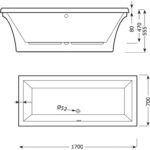 Cobra Cubo 1700x700x470 Built In Bath No Handles White - Image 2