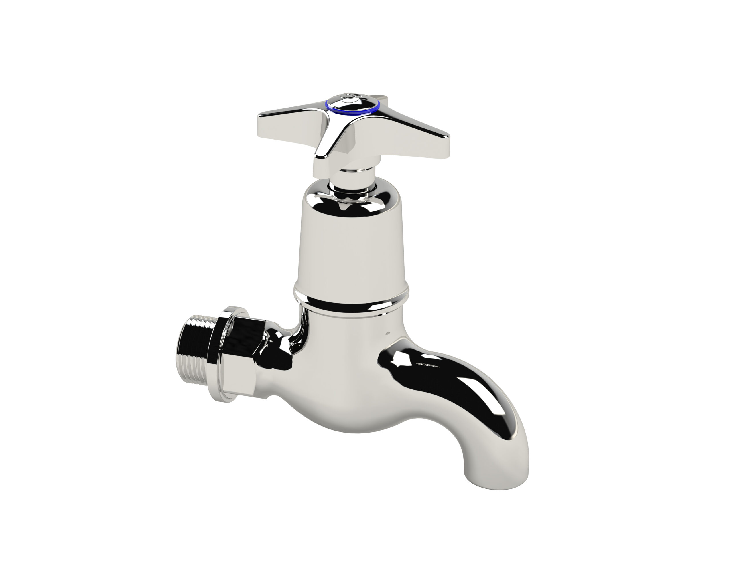 106-15NV.jpg Cobra Star Heavy Pattern Bibtap Plain 1/2 MI Chrome - Image 1