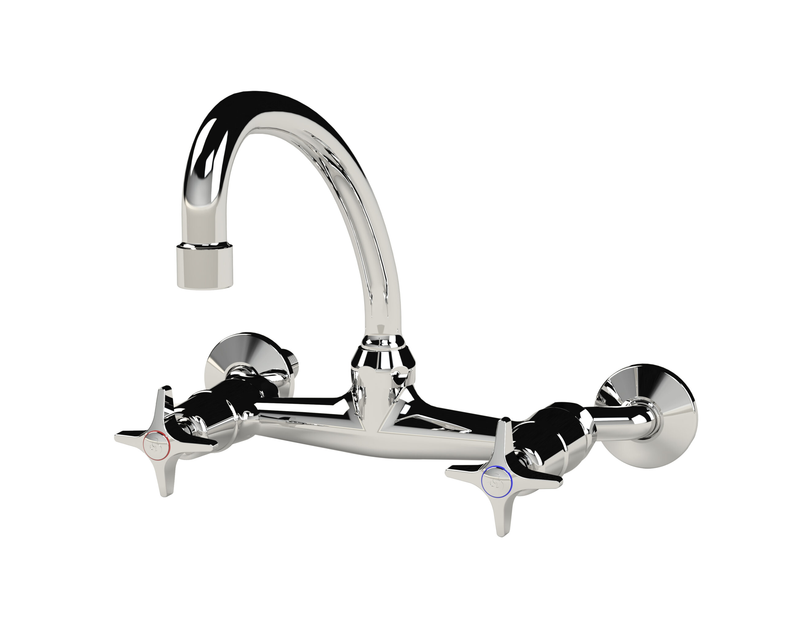 166-041NV.jpg Cobra Star Heavy Pattern Sink Mixer Wall Type Swivel Spout 1/2 MI Chrome - Image 1