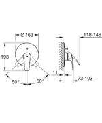 Grohe New Eurosmart Single-lever bath/shower mixer trim chrome - Image 2
