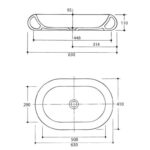 Vaal Perla Oval Counter Top Basin No Taphole White - Image 2