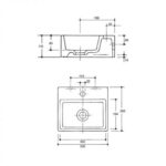 Vaal Mini Weaver Rectangular Wall Hung/Counter Top Basin 1 Taphole White - Image 2