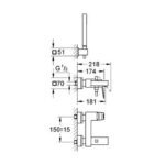 Grohe Eurocube Single-lever bath/shower mixer 1/2" chrome - Image 2