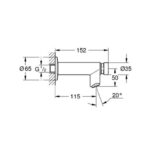 Grohe Euroeco Cosmopolitan T Self-closing Wall Mounted tap 1/2" chrome - Image 2
