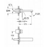 Grohe Eurocube Two-Hole Basin Mixer S-Size Chrome - Image 2