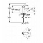 Grohe Eurosmart Cosmopolitan Single-lever basin mixer 1/2"S-Size chrome - Image 2