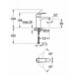 Grohe Eurosmart Cosmopolitan Single-lever basin mixer 1/2"M-Size chrome - Image 2