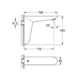 Grohe Euroeco Cosmopolitan E Infra-red electronic wall basin tap without mixing device chrome - Image 2