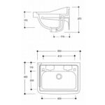 Vaal Springbok Wall Hung Basin 2 Taphole White - Image 2