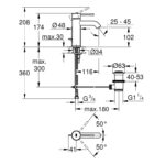 Grohe Essence Single-lever basin mixer 1/2"S-Size brushed hard graphite - Image 2