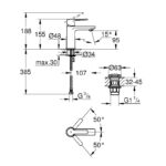 Grohe Lineare Single-lever basin mixer 1/2"XS-Size chrome - Image 2