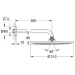 Grohe Rainshower Cosmopolitan 310 Head shower set 380 mm, 1 spray brushed hard graphite - Image 2