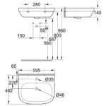 Grohe Euro Ceramic Wash Basin 60 Wall Fixings Not Included Alpine White - Image 2