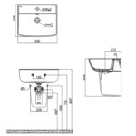 Cobra Arrive Wall Hung Square Basin 1 Taphole Taphole White - Image 2