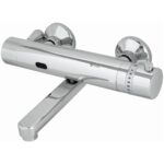 Cobra Electronic Thermostatic Exposed Mixer Wall Type Underspout 220V Mains Powered AC No Touch Over Chrome