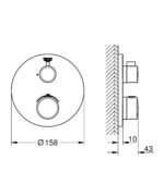 Grohe Grohtherm Thermostatic mixer for 1 outlet with shut off valve chrome - Image 2
