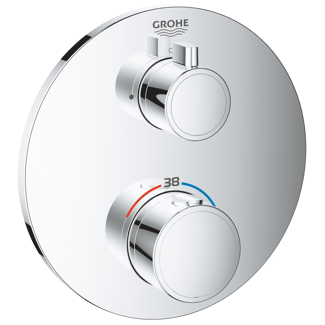 24075000_633645.jpg Grohe Grohtherm Thermostatic mixer for 1 outlet with shut off valve chrome - Image 1