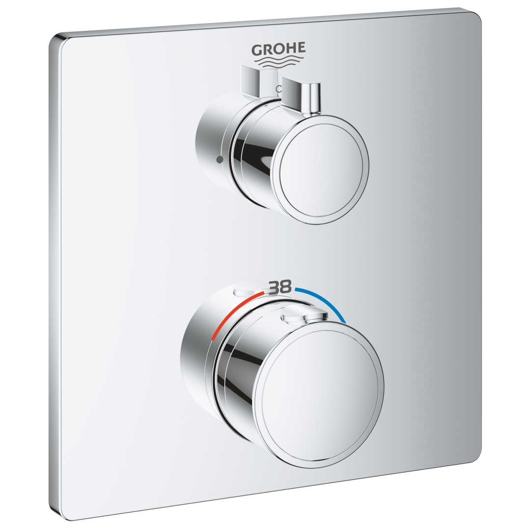 24078000_633639.jpg Grohe Grohtherm Thermostatic mixer for 1 outlet with shut off valve chrome - Image 1