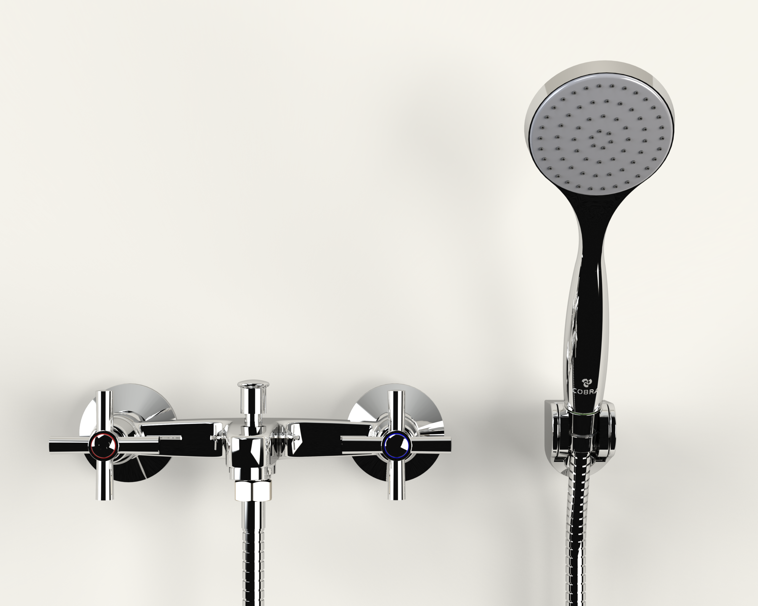 249-15-Ledmio_2.png Cobra Ledimo Original Light Pattern Bath Diverter Mixer Wall Type & Handshower 1/2 MI Chrome - Image 1