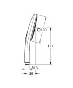 Grohe Rainshower SmartActive 130 Cube Hand shower 3 sprays chrome - Image 2