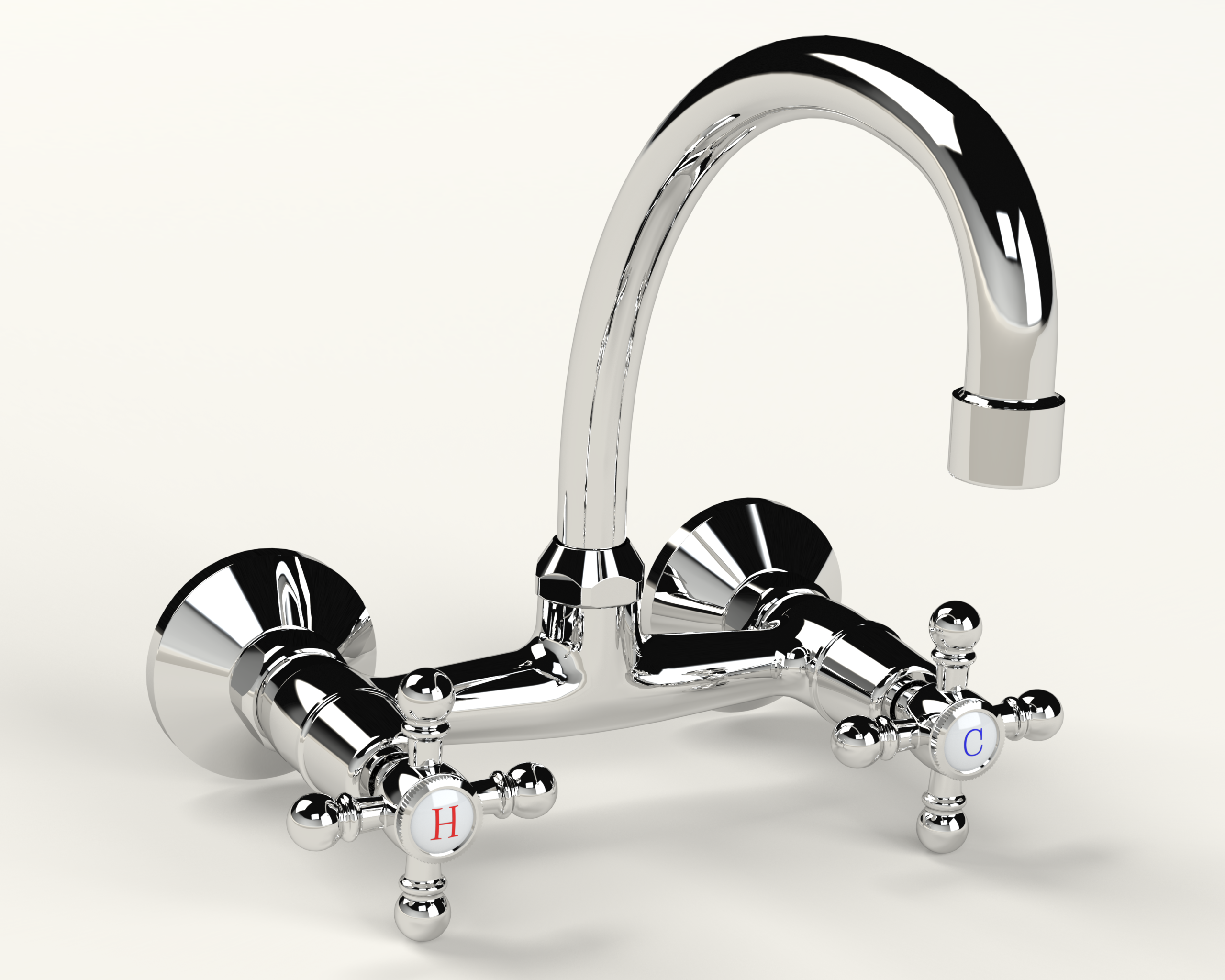 266-041-10-Roma_2.png Cobra Roma Original Light Pattern Sink Mixer Wall Type Chrome - Image 1