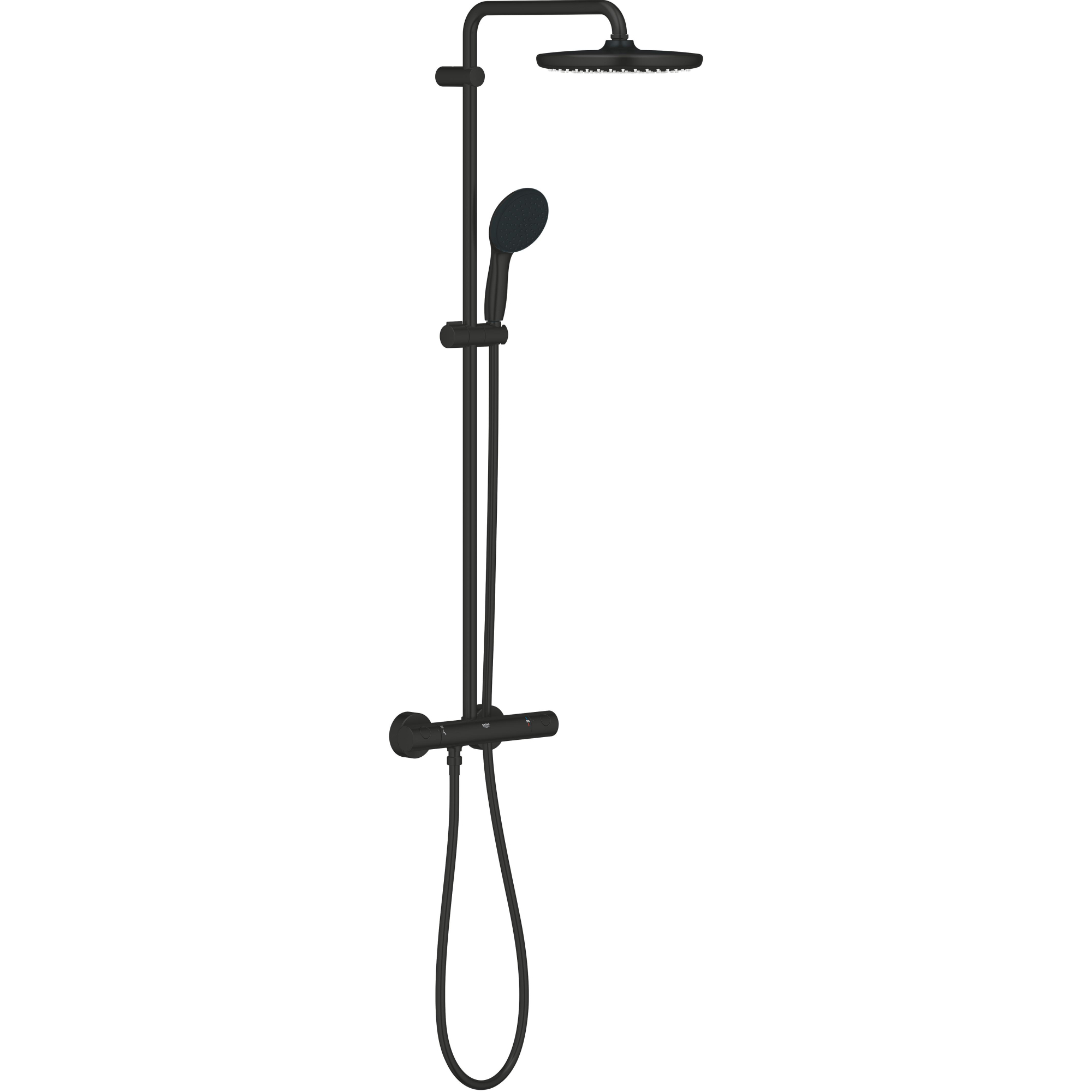 266702431.jpg Grohe Tempesta System 250 Shower System With Thermostat For Wall Mounting Matte Black - Image 1
