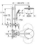 Grohe Euphoria System 260 Shower system with single lever mixer for wall mounting chrome - Image 2