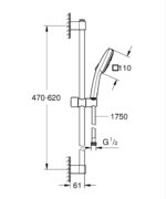 Grohe Tempesta Cube 110 Shower Rail Set 3 Sprays (Rain, Jet, Massage) Chrome - Image 2