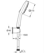 Grohe Tempesta Cube 110 Wall Holder Set 3 Sprays (Rain, Jet, Massage) Chrome - Image 2