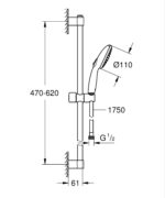 Grohe Tempesta 110 Shower Rail Set 2 Sprays (Rain, Jet) Chrome - Image 2