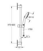 Grohe Tempesta 110 Shower Rail Set 3 Sprays (Rain, Jet, Massage) Chrome - Image 2