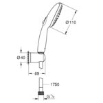 Grohe Vitalio Start 110 Wall Holder Set 2 Sprays (Rain, Jet) Chrome - Image 2