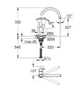 Grohe New BauEdge Single-lever sink mixer 1/2" chrome - Image 2