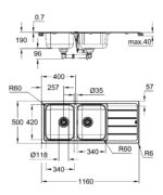 Grohe K500 Stainless Steel Sink with drainer stainless steel - Image 2