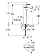 Grohe New BauEdge Single-lever basin mixer 1/2"XL-Size chrome - Image 2
