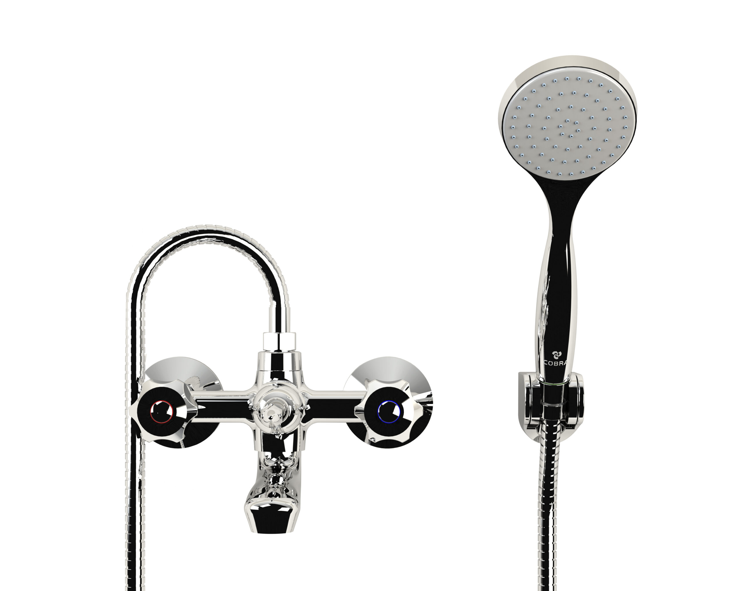 3351ST-15-HQ_NV.jpg Cobra Stella Original Light Pattern Bath Diverter Mixer & Handshower Wall Type 1/2 MI Chrome - Image 1