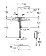 Grohe Eurosmart Cosmopolitan E Infra-Red Electronic Basin Mixer 1/2" With Mixing Device And Adjustable Temperature Limiter Chrome - Image 2