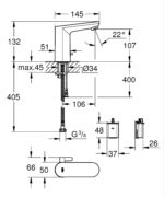 Grohe Eurosmart Cosmopolitan E Infra-Red Electronic Basin Mixer 1/2" With Mixing Device And Adjustable Temperature Limiter Chrome - Image 2