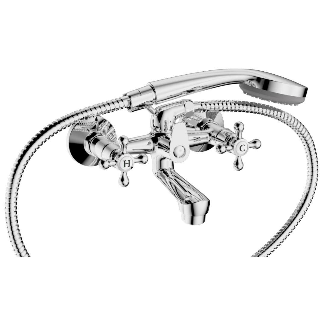40821112313_62_EUQEr4J.jpg Cobra Roma Light Pattern Bath Mixer Wall Type & Handshower - Image 1