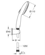 Grohe Tempesta 110 Wall Holder Set 2 Sprays (Rain, Jet) Matte Black - Image 2