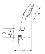 Grohe Tempesta 110 Wall Holder Set 2 Sprays (Rain, Jet) Matte Black - Image 2
